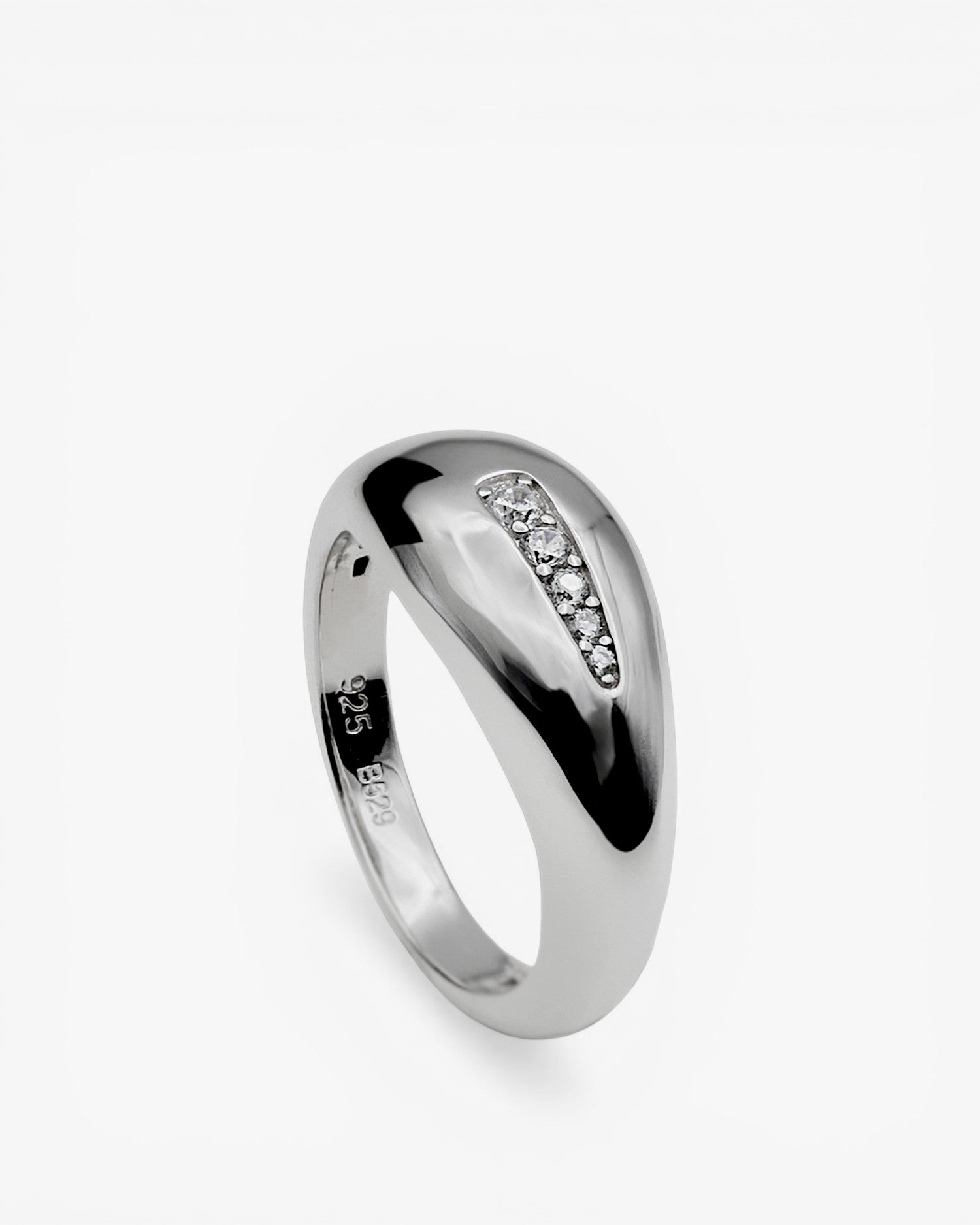 Anillos circonitas de plata con detalle tira de cinco circonitas