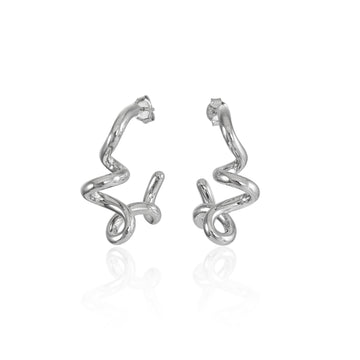 Pendientes originales de plata diseño aro tirabuzón