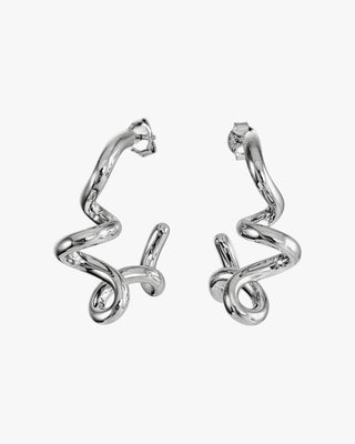 Original silver hoop earrings with a spiral design