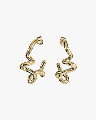 Original gold-plated silver hoop earrings with a spiral design