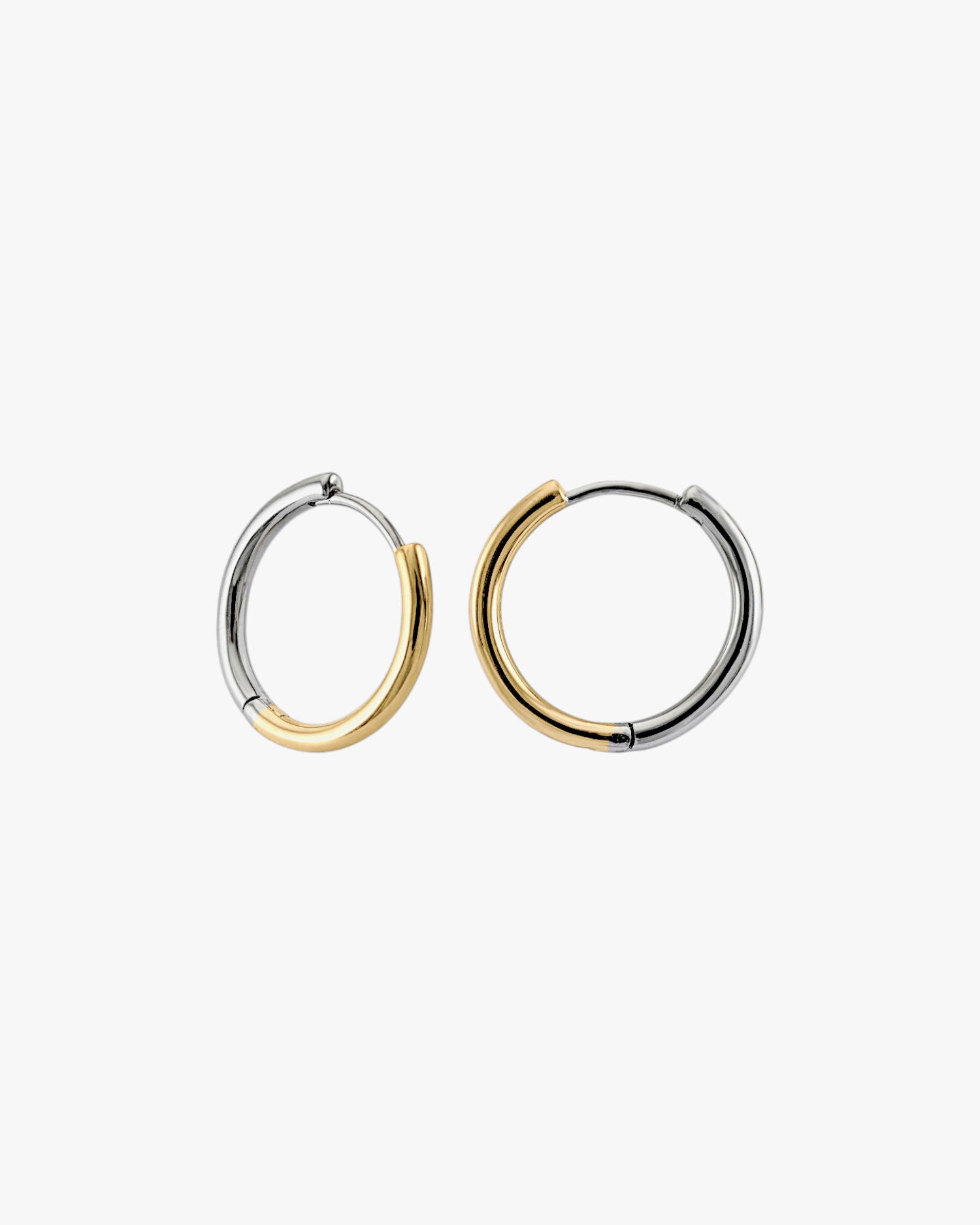 Two-tone silver hoop earrings