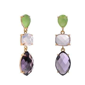 Long amethyst-toned colored stone earrings
