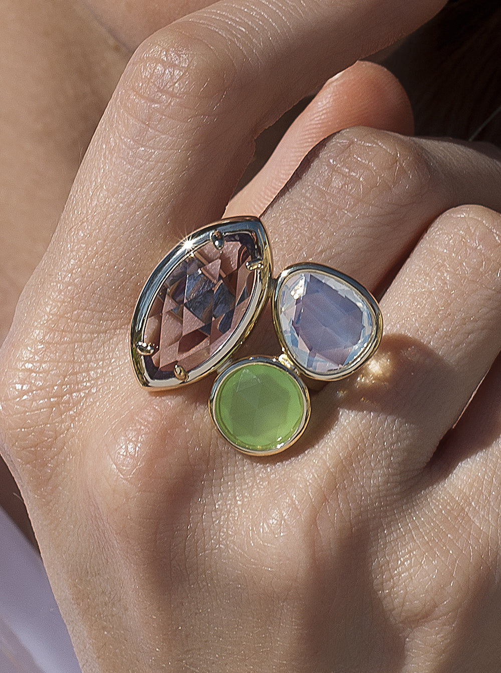 Rings with marquise-cut amethyst-toned stones