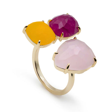 Anillos de plata con piedras diseño abierto en tonos rosados