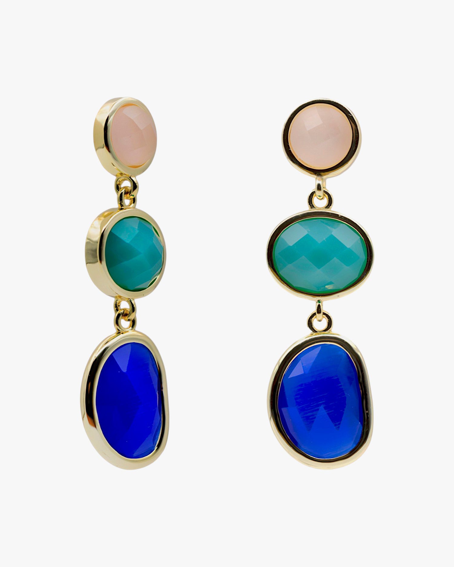 Long silver natural stone earrings with lapis lazuli