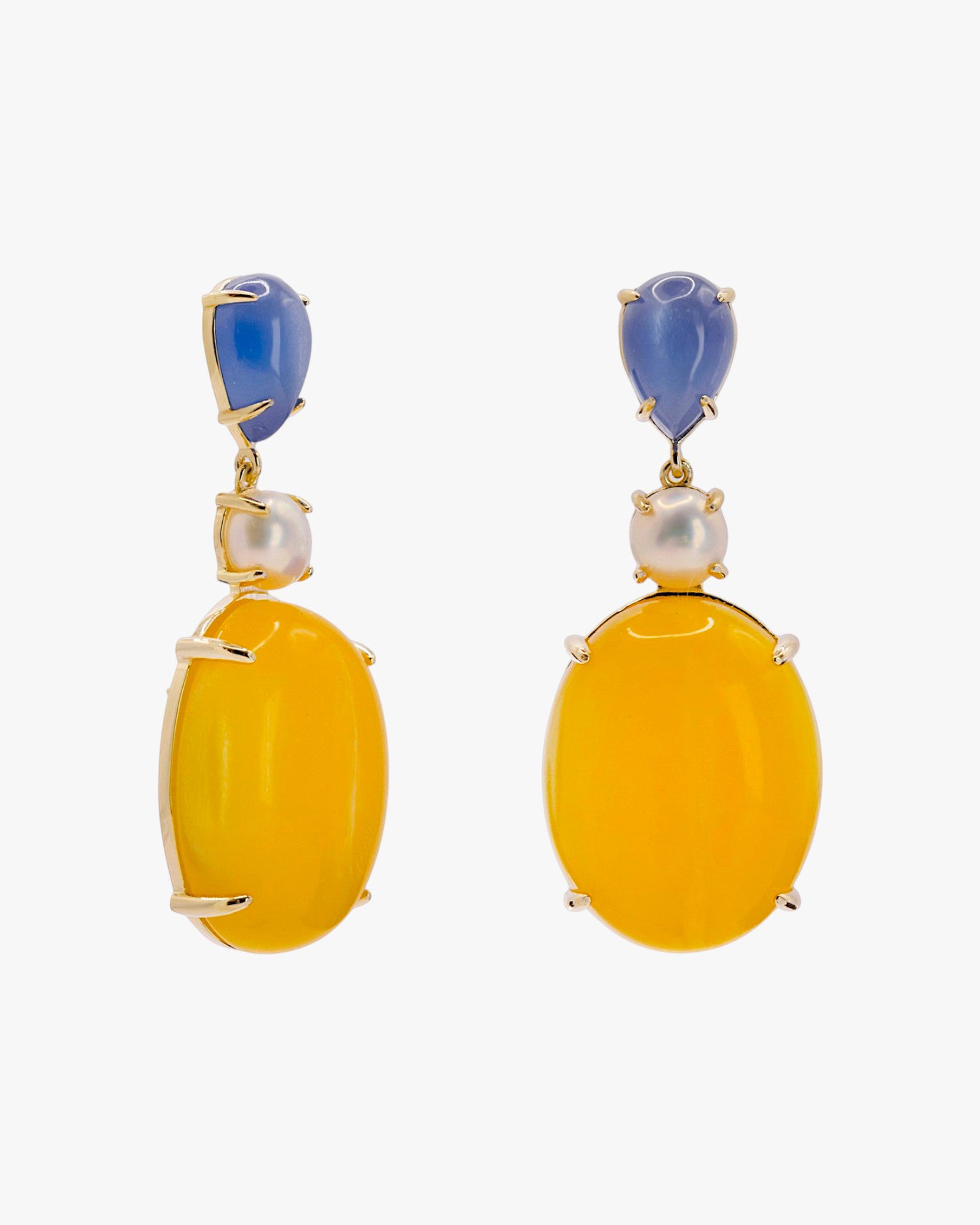 Natural stone earrings in silver citrine tone