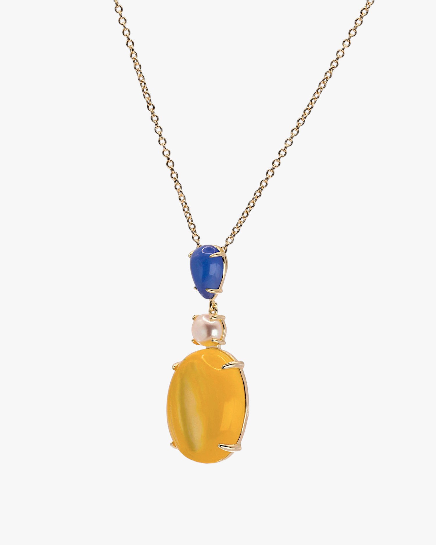 Necklaces with natural stones in citrine tones
