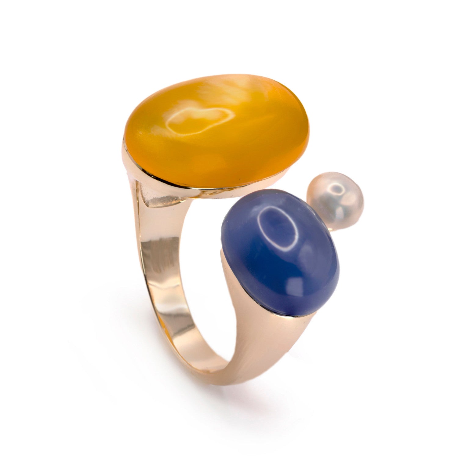 Rings with open design stones in citrine tone