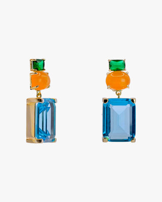 Pendientes de platta con piedras de colores diseño geométrico