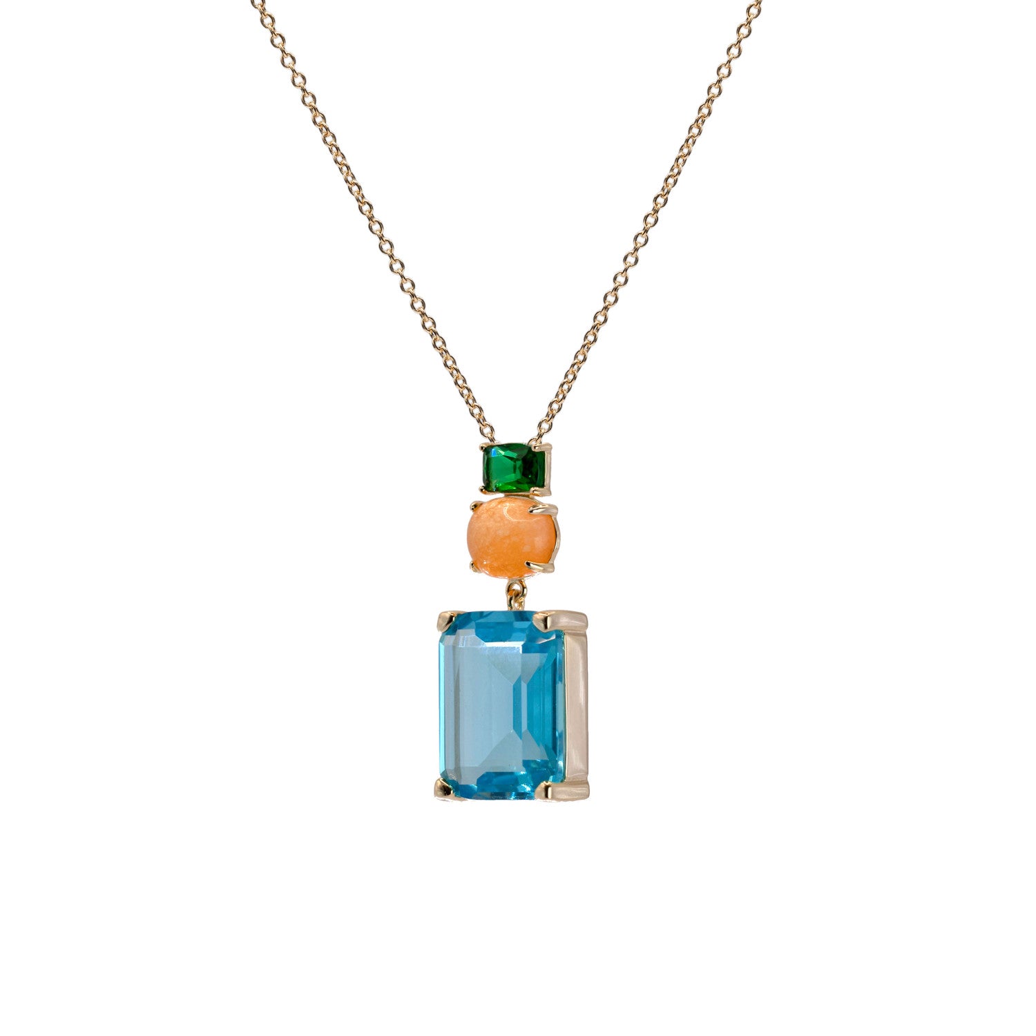 Collares con piedras diseño geométrico tono amazonita