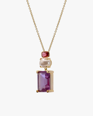 Collares con piedras diseño geométrico tonos morados