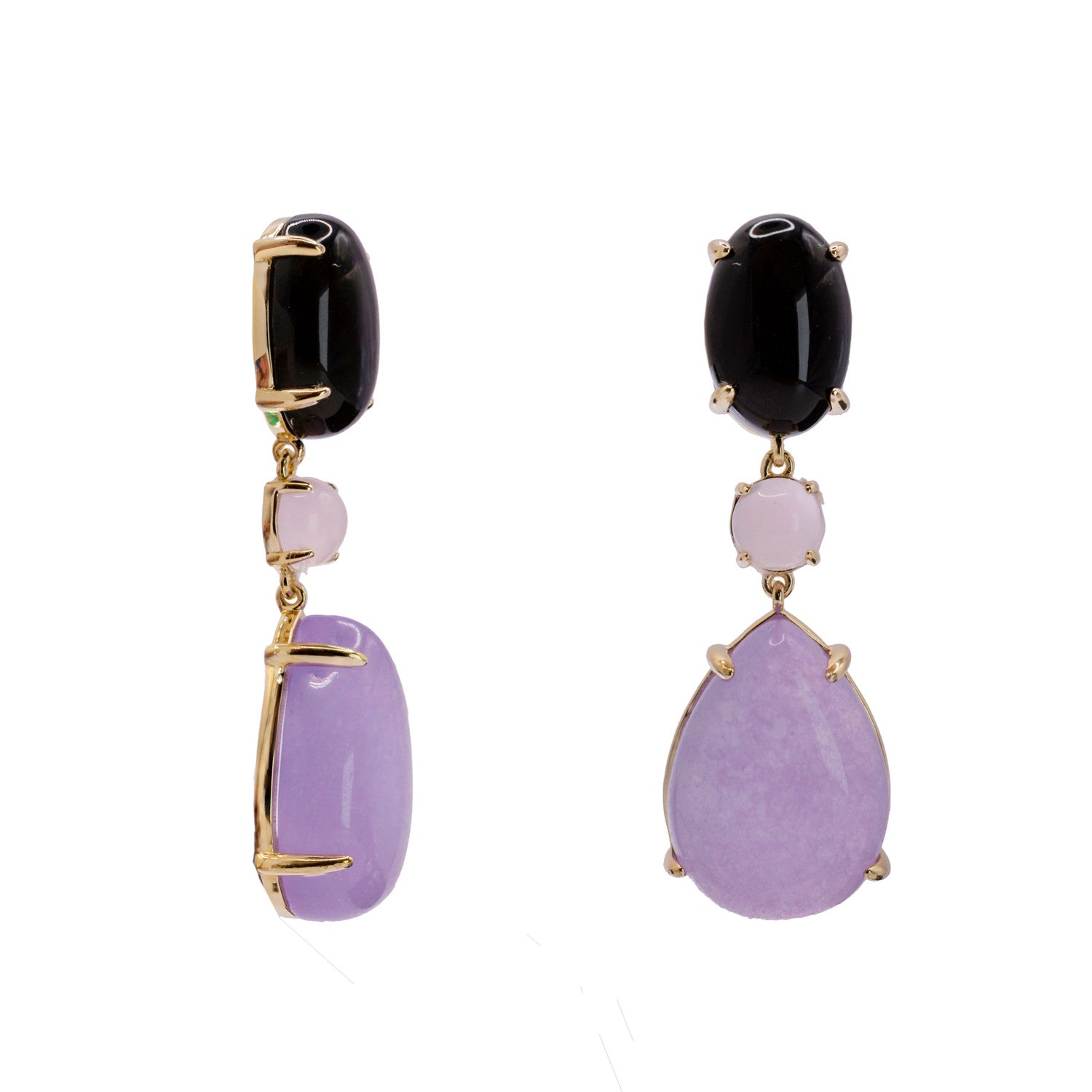 Pendientes de piedra natural largos tonos morados