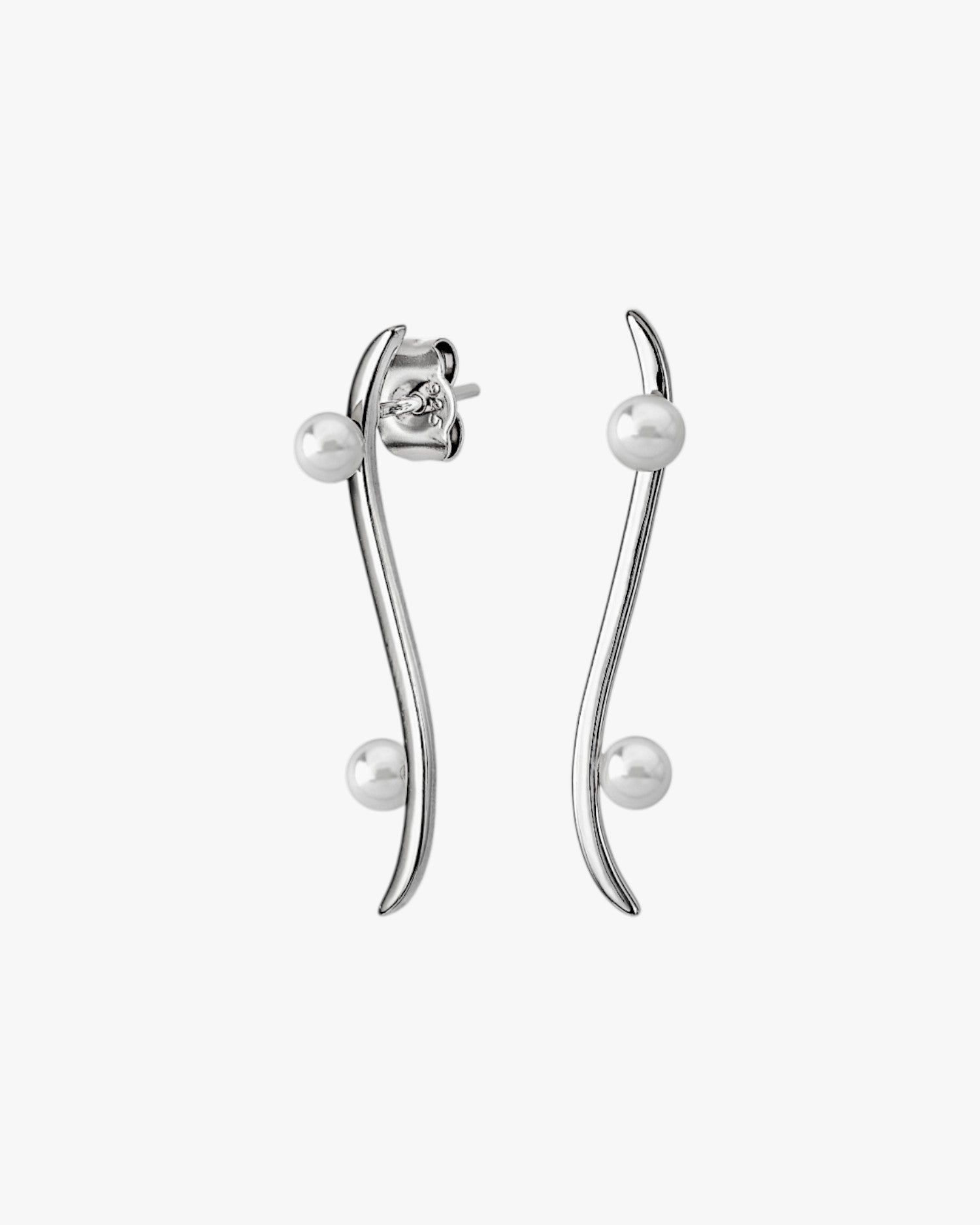 Pendientes perlas de plata diseño perla en extremos