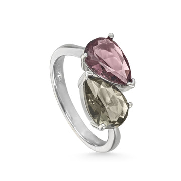 Anillos con piedras diseño dos gemas tono terroso