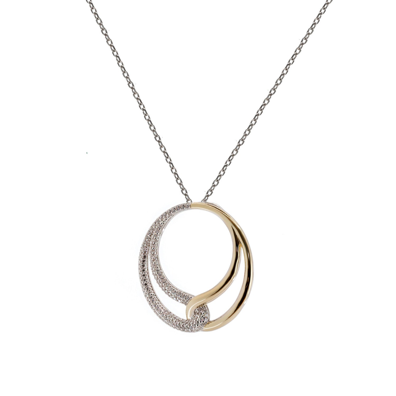 Colgantes bicolor de plata combinado con circonitas