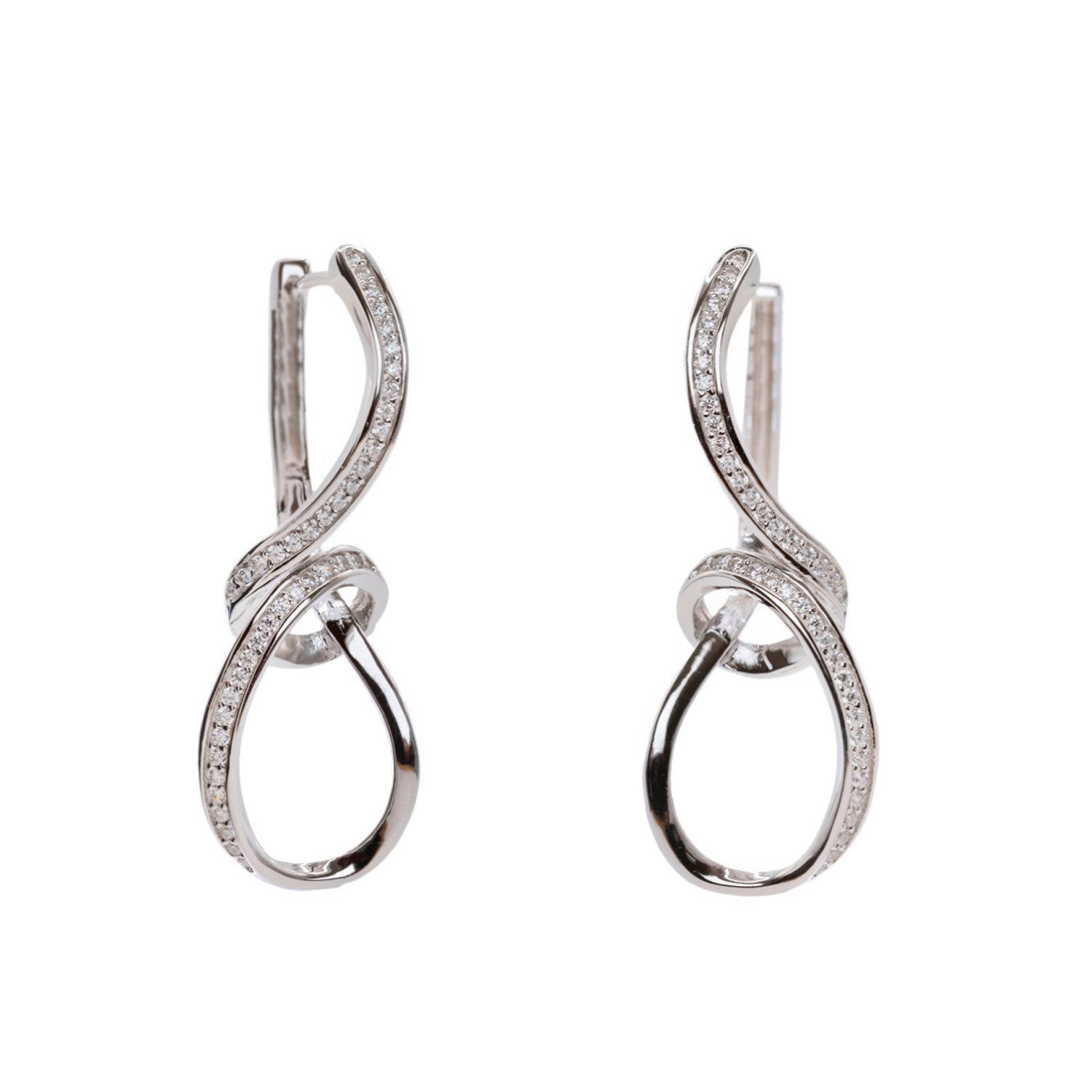 boucles d'oreilles originaux argent boucles d'oreilles design entrelacés avec zircons