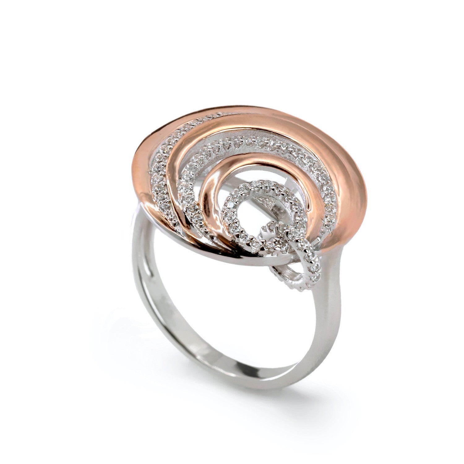 Baguesargent bicolore design cercles combinés