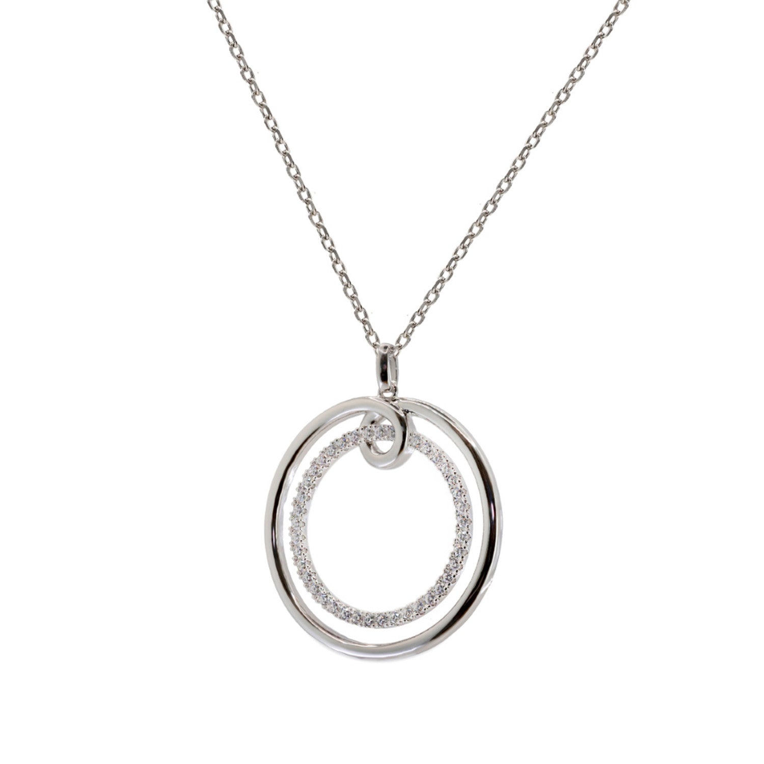 pendentif brillante design double cercle avec zircons