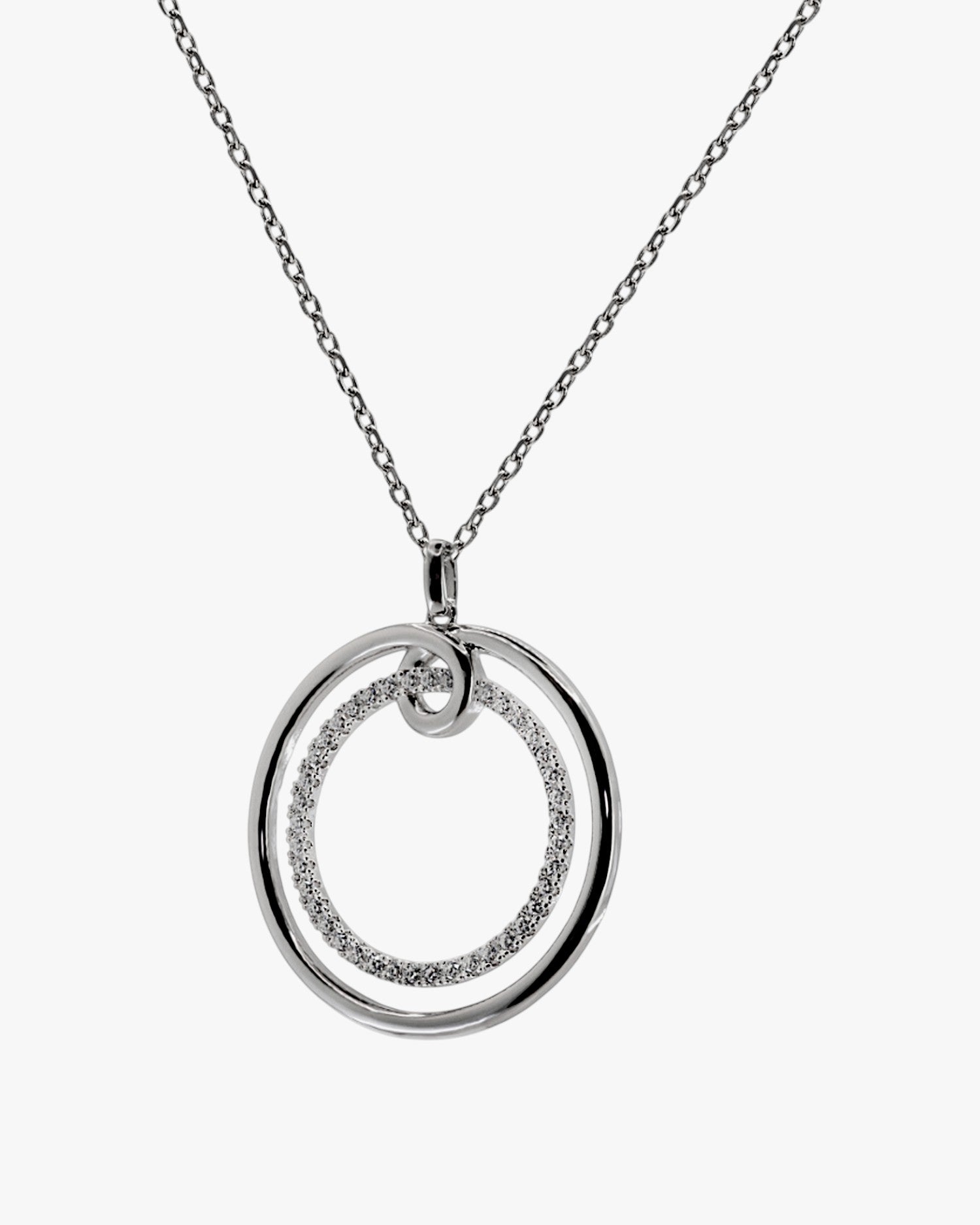 Colgante brillante diseño doble círculo con circonitas