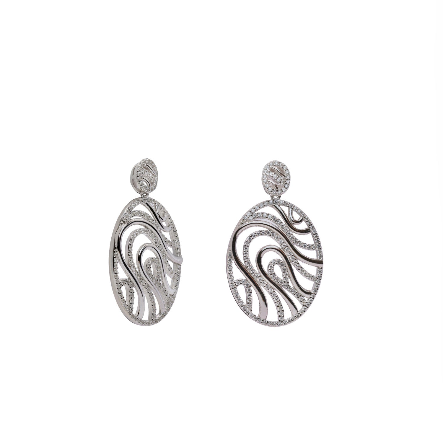 earrings original design oval with zirconias details