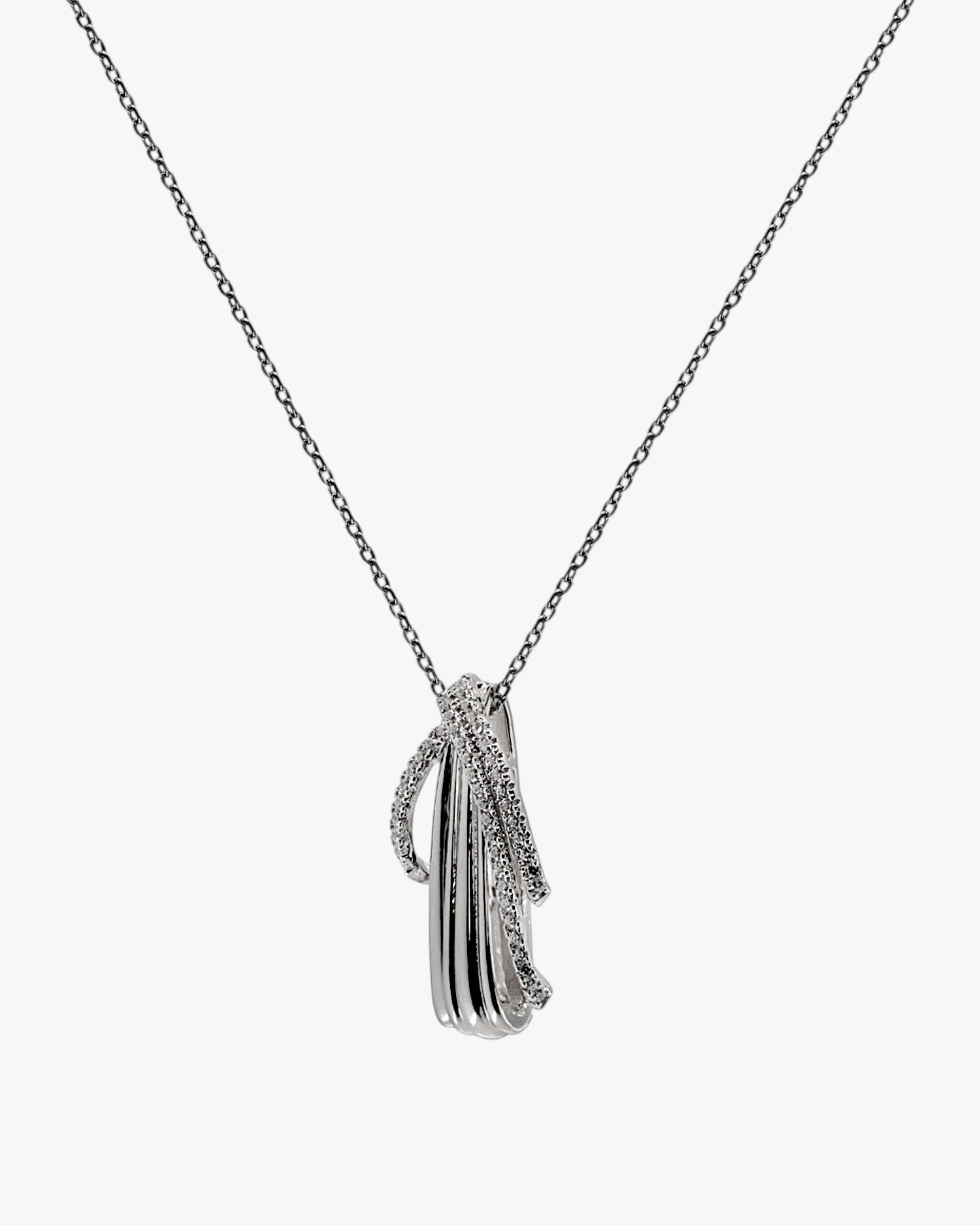 Colgante brillante de plata detalle cruzado con circonitas