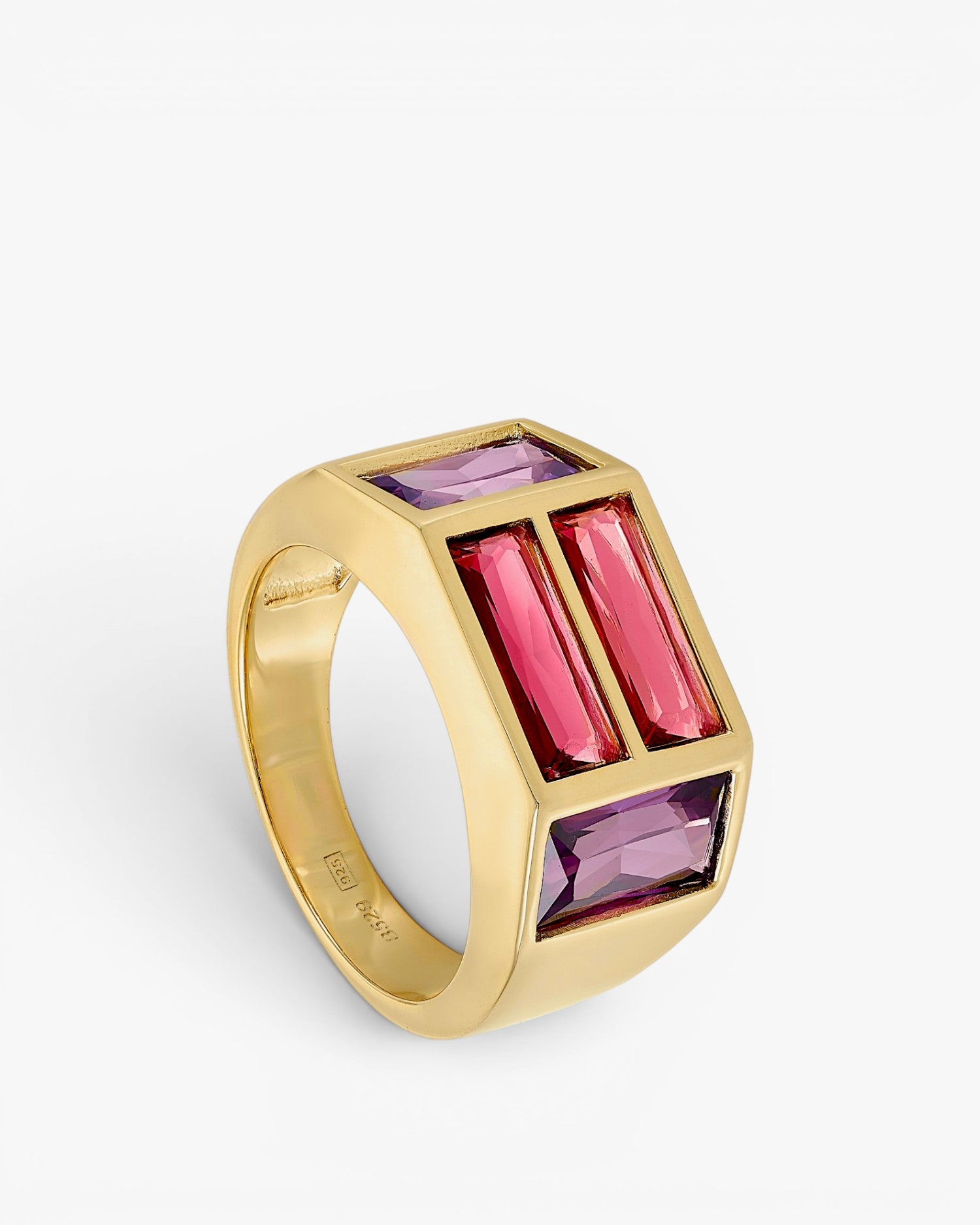 Anillos con piedras en tono lavanda y fucsia de plata