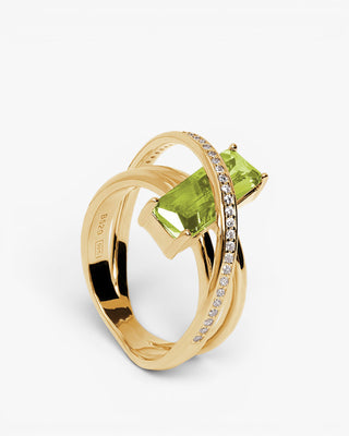 Anillos con piedras talla esmerlada tono pistacho