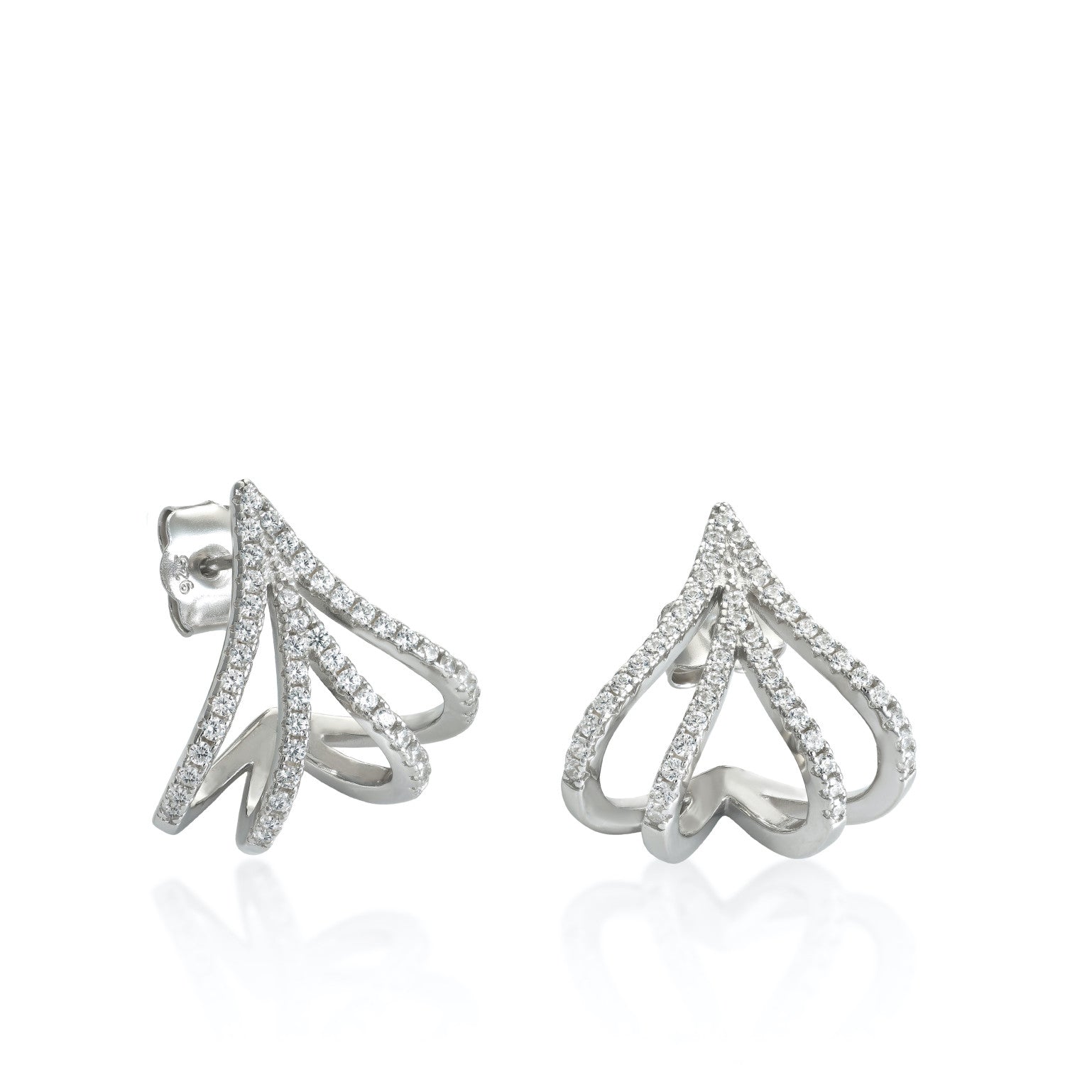 Pendientes originales diseño cuatro carriles con circonitas