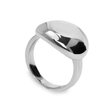 Anillos grandes de plata lisa de diseño redondo