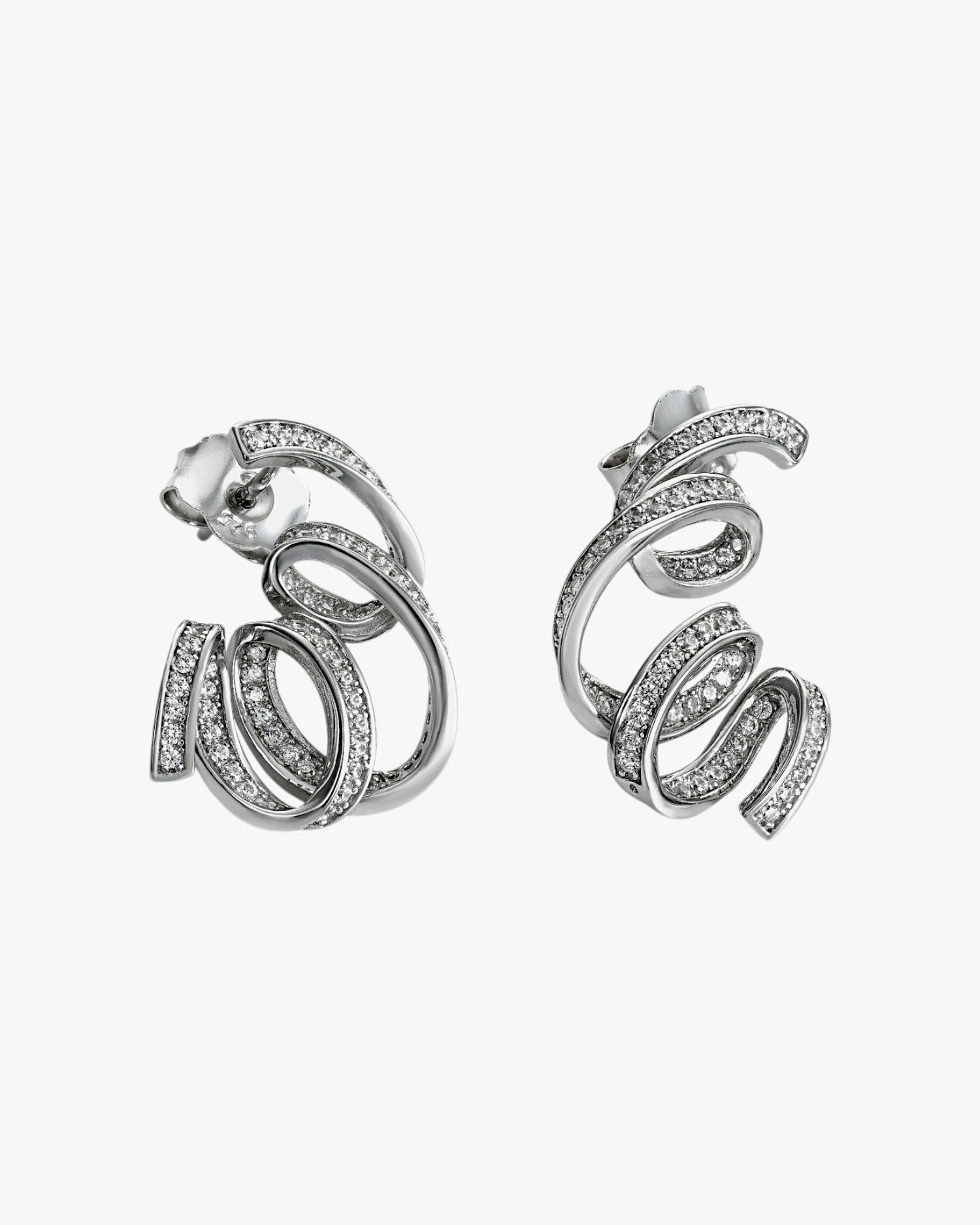 Pendientes originales diseño serpentina con circonitas
