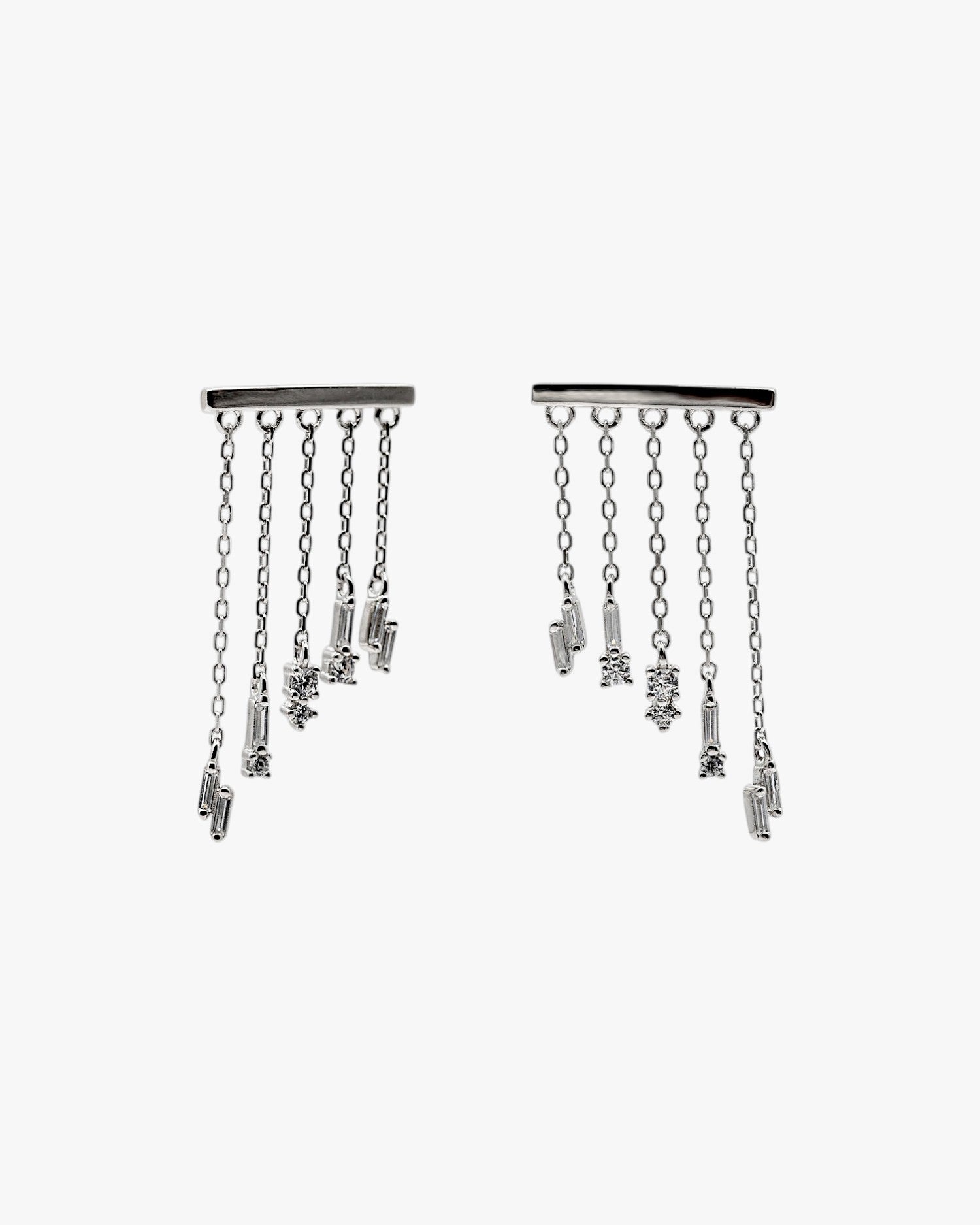 Pendientes originales de plata estilo cortina con circonitas