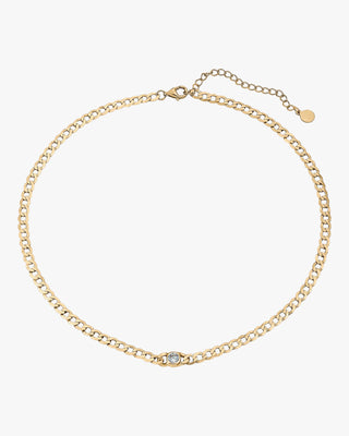Collier à maillons argentés orné de zirconiums cubiques
