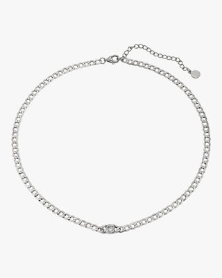 Collar cadena de plata diseño eslabones con circonita