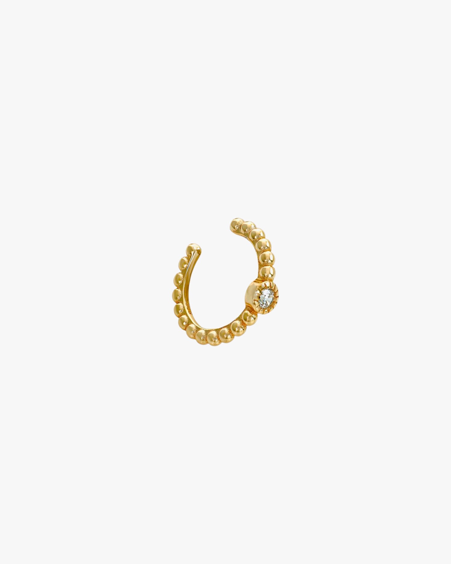Ear cuff de plata bañada en oro diseño bolas con circonita