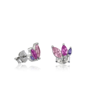 Pendientes pequeños con gemas en tonos rosados