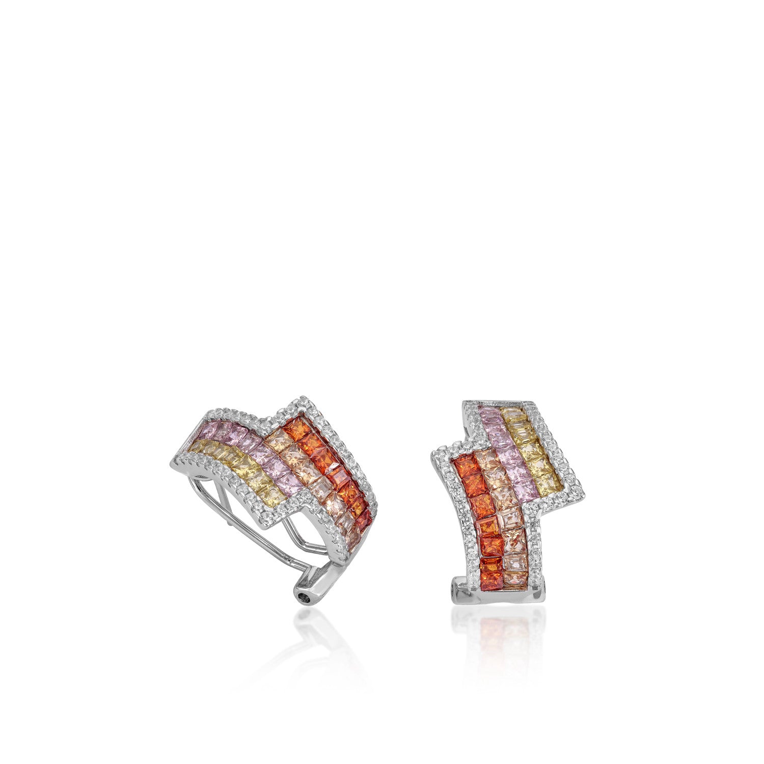 Pendientes cierre omega diseño desigual tonos cálidos