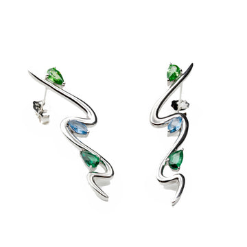 Pendientes originales con gemas tono zafiro y aventurina