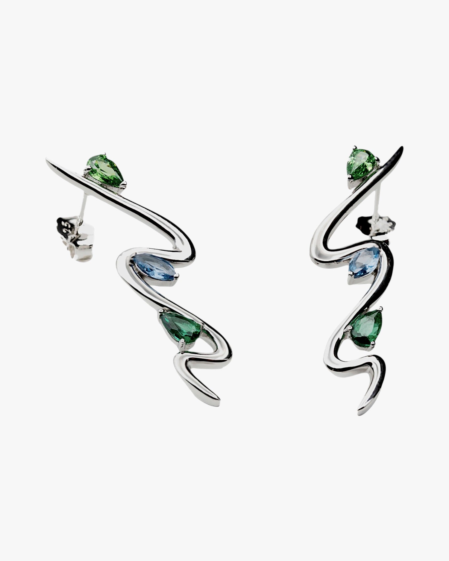 Pendientes originales con gemas tono zafiro y aventurina