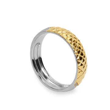 Anillos bicolor de plata diseño textura acolchada