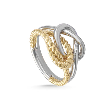 Anillos bicolor de plata diseño nudos entrelazados