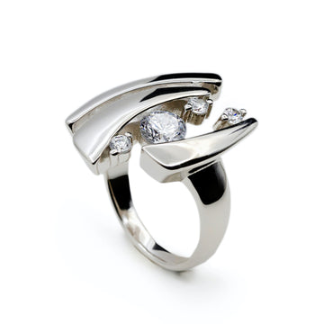 Anillos circonitas de plata diseño cuatro circonitas