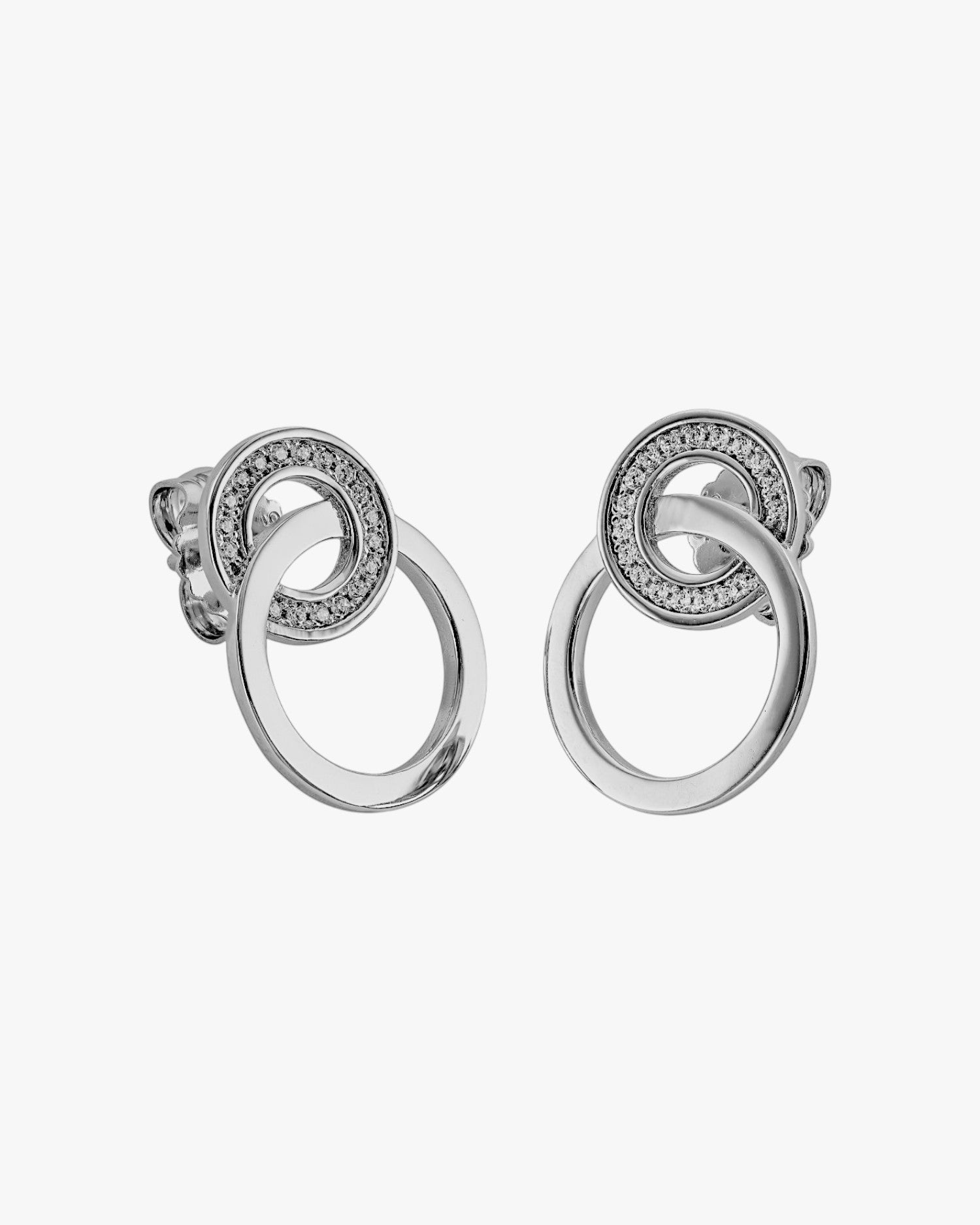 Pendientes aro diseño doble aro entrelazado con circonitas