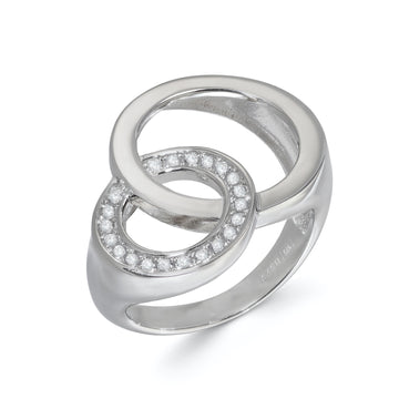 Anillos de diseño de plata con dos círculos entrelazados