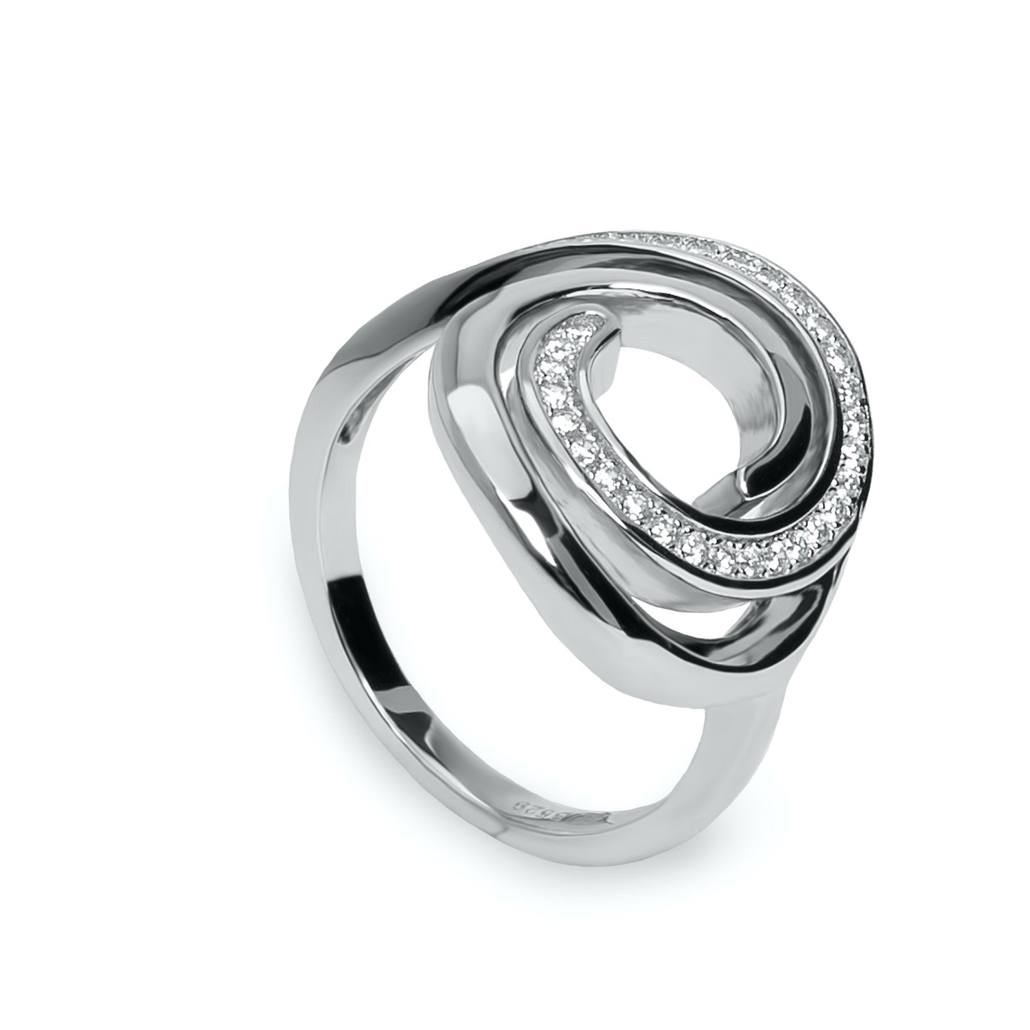 Bagues avec zircons de argent avec design style escargot