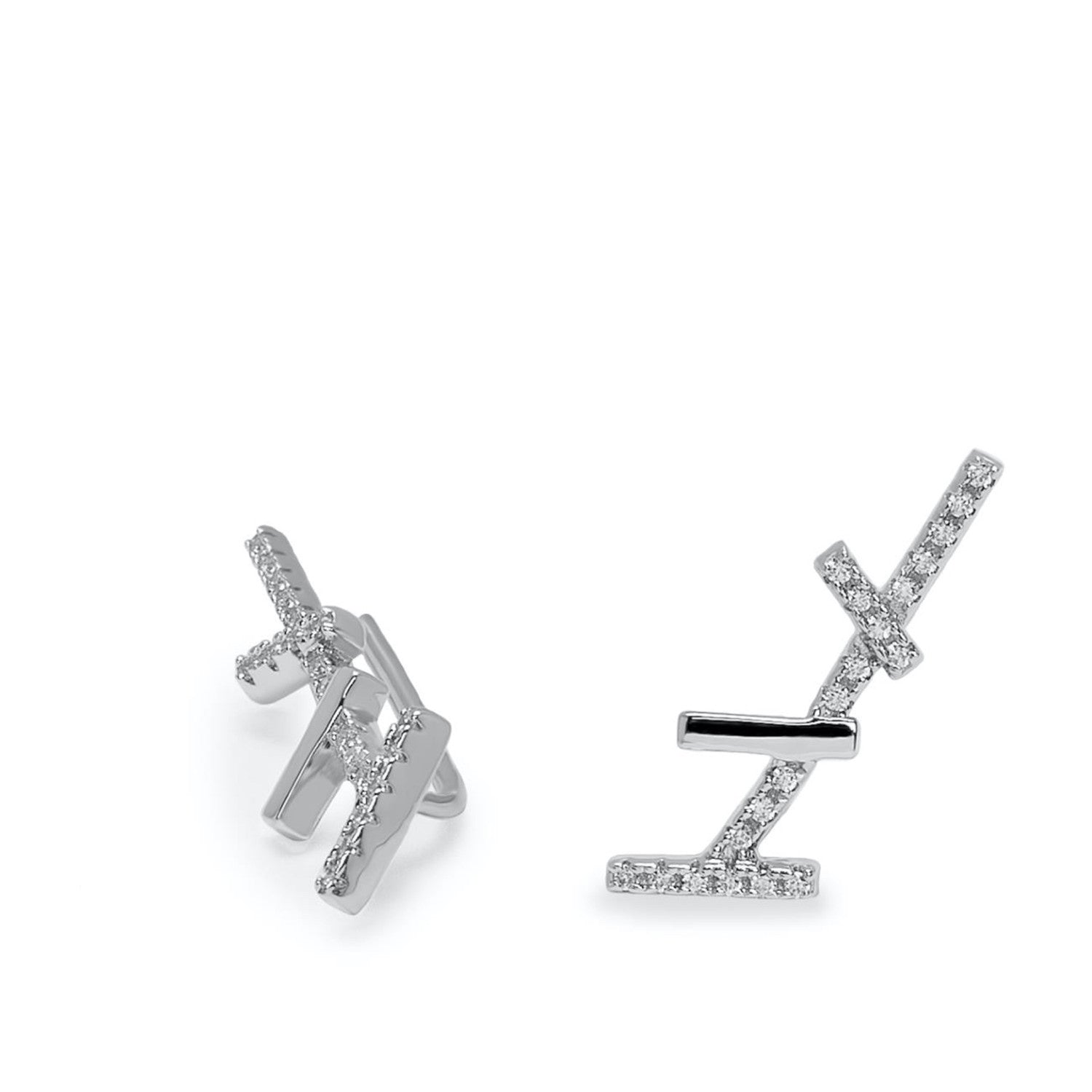 Boucles d'oreilles grimpantes au design minimaliste avec zircone cubique