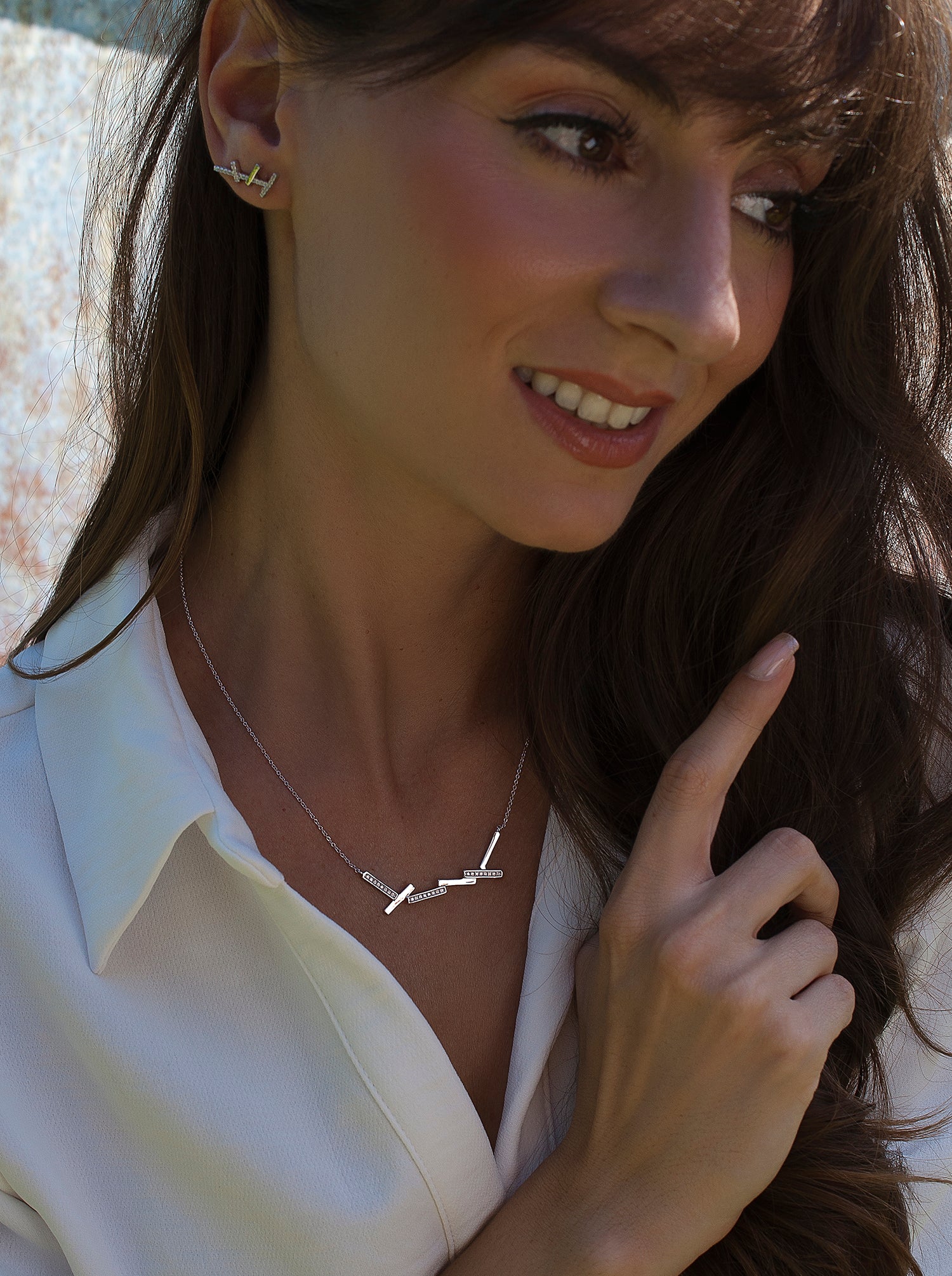 Collares plata originales diseño minimalista con circonitas