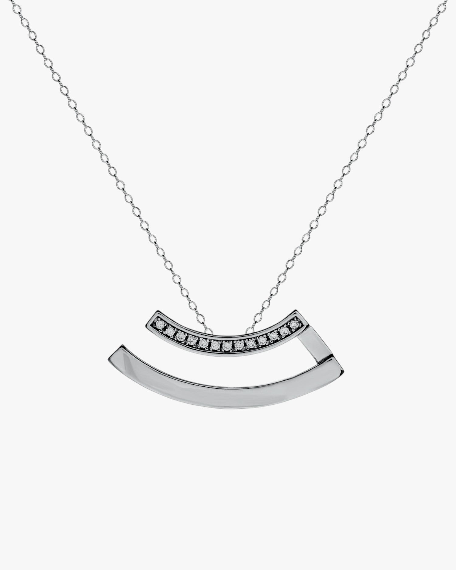 Colgante brillante de plata diseño curvilíneo