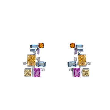 Pendientes de piedras de colores diseño geométrico multicolor
