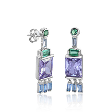 Pendientes de piedras de colores largos tono lavanda