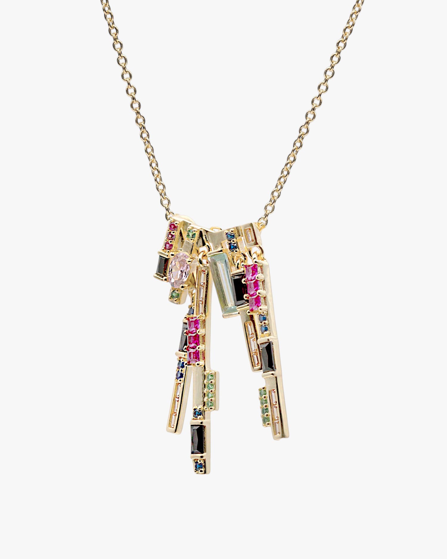 Original silver necklaces, multicolored chaos design